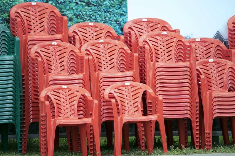 Stack of plastic chairs, Plastic Recycling Business