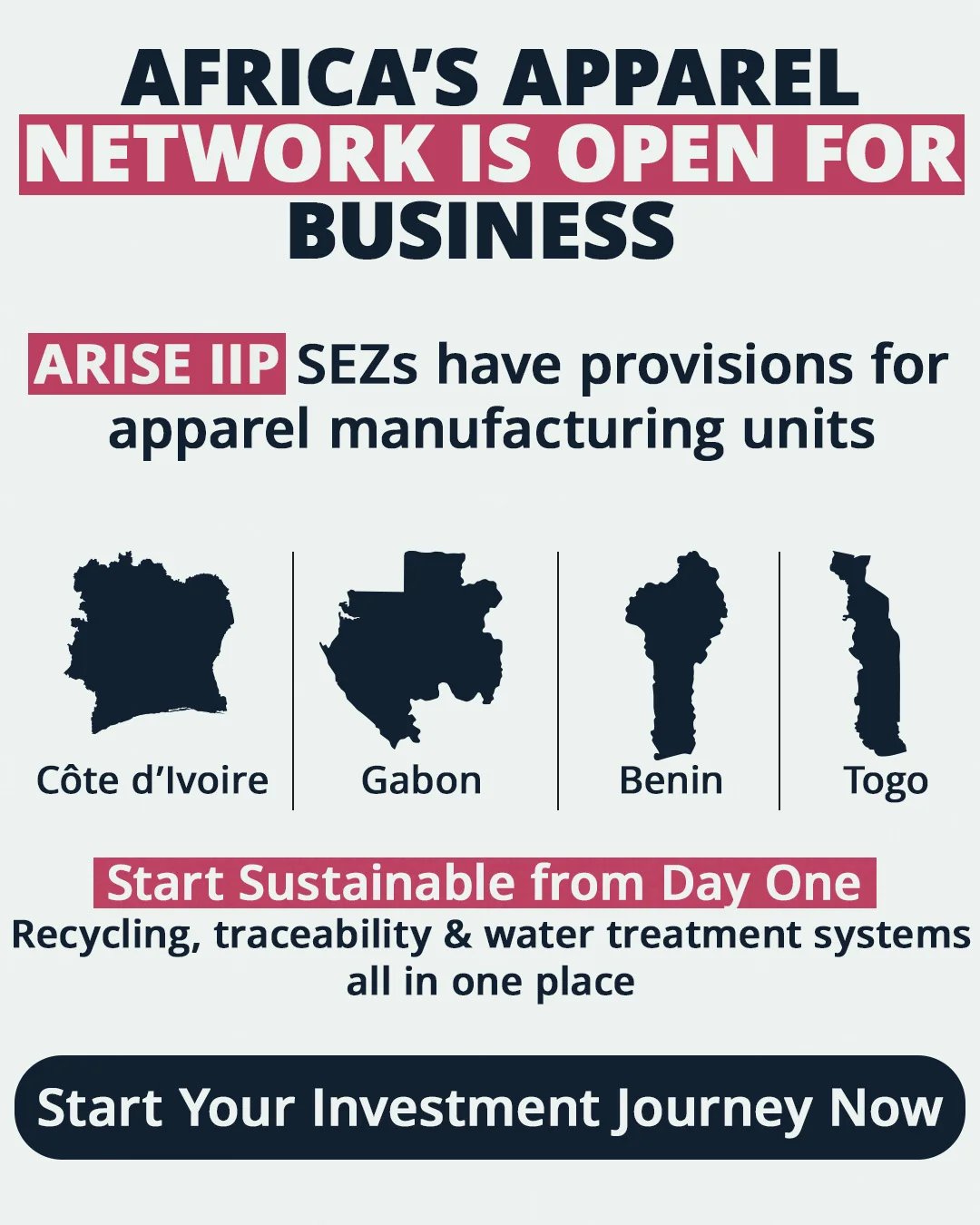 Apparel Manufacturing Business in Africa_Textile Industry, Arise IIP, Africa For Investors, AFI Textile Garmenting SEZ Infographics