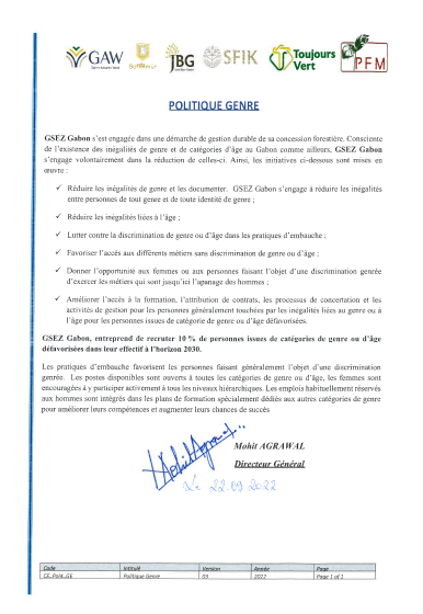 Gender policy, Arise IIP investment guides and documents