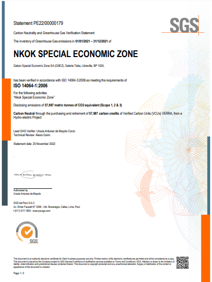 NKOK SEZ Carbon Neutrality & Greeen House certificate 2021, Arise IIP investment guides and documents