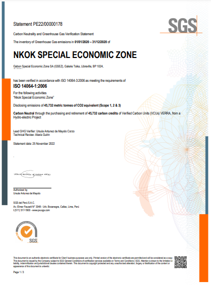 NKOK SEZ Carbon Neutrality & Greeen House certificate 2020, Arise IIP investment guides and documents