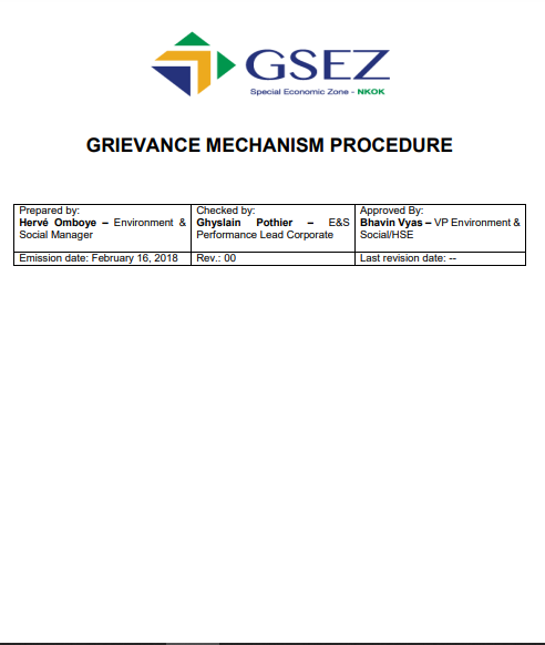 Grievance Mechanism Procedure, Arise IIP investment guides and documents