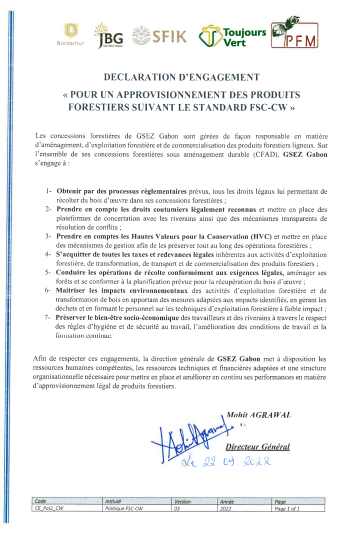 Forest products supply declaration, Arise IIP investment guides and documents