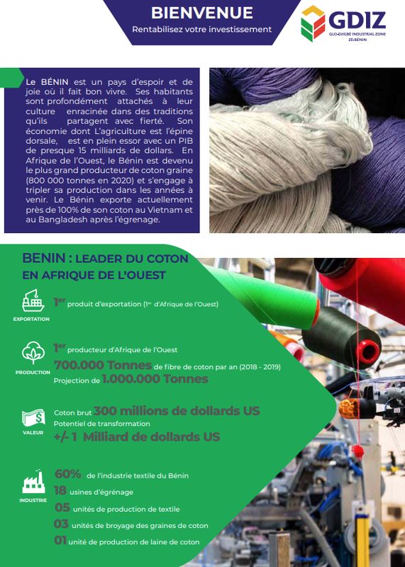Processing Cotton in Benin, Arise IIP investment guides and documents